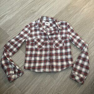 Urban Outfitters BDG M Red Plaid Flannel Cropped Shirt Jacket NWOT